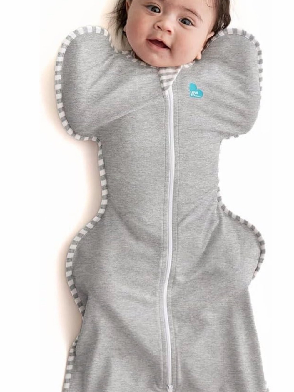 Love to dream Grey Striped-Trim Swaddle Sack